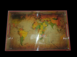 WOODEN TRAY ENAMEL MAP DESIGN