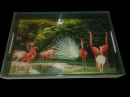 WOODEN TRAY ENAMEL HANSH & DUCK DESIGN
