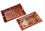 HANDMADE LUXURY WOODEN SEVING TRAY DECORATED