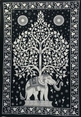 TREE ELEPHANT TAPESTRY WALL HANGING BEDDING