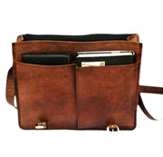 TWIN POCKET LEATHER MESSENGER BAG