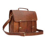 TWIN POCKET LEATHER MESSENGER BAG