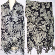 JACQUARD PASHMINA FLOWER PRINT SCARF