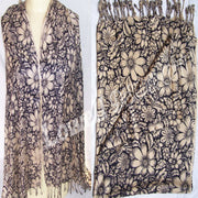 JACQUARD PASHMINA FLOWER PRINT SCARF