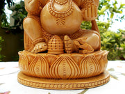 HINDU ELEPHANT LORD GANESHA WOOD SCULPTURE
