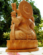HINDU ELEPHANT LORD GANESHA WOOD SCULPTURE