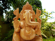 HINDU ELEPHANT LORD GANESHA WOOD SCULPTURE
