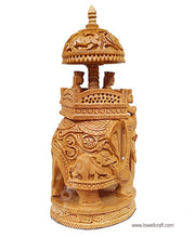 WOODEN CARVED UMBRELLA AMBARI ELEPHANT