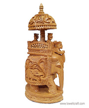WOODEN CARVED UMBRELLA AMBARI ELEPHANT