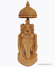 WOODEN CARVED UMBRELLA AMBARI ELEPHANT