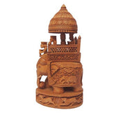 WOODEN CARVED UMBRELLA AMBARI ELEPHANT