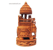 WOODEN CARVED UMBRELLA AMBARI ELEPHANT