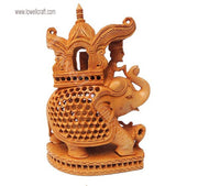 INDIAN ARTS WOODEN CARVED AMBARI ELEPHANT