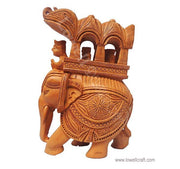 INDIAN ARTS WOODEN CARVED AMBARI ELEPHANT