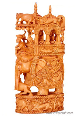 INDIAN ARTS WOODEN CARVED AMBARI ELEPHANT