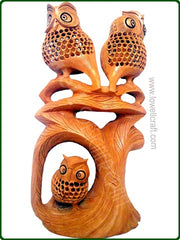 INDIAN HAND CARVED WOODEN OWL