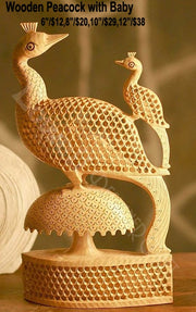 WOODEN PEACOCK (CARVED & UNDERCUT)