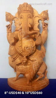 WOODEN CARVED GANESH STATUE