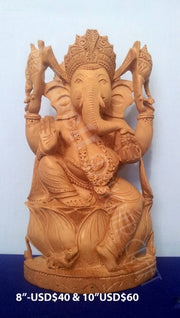 WOODEN CARVED GANESH STATUE