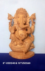 WOODEN CARVED GANESH STATUE