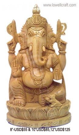 WOODEN CARVED GANESH STATUE