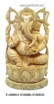 WOODEN CARVED GANESH STATUE