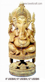 WOODEN CARVED GANESH STATUE