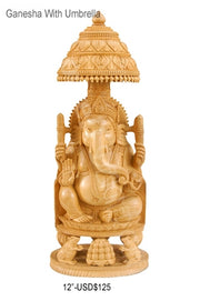 WOODEN CARVED GANESH STATUE