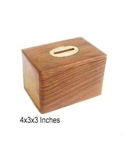 Wood Coin Money Piggy Bank Saving Box