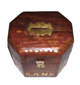 Wooden Money Bank hexagonal Box