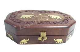 WOODEN  JEWELERY BOX HEXAGONAL SHAPE