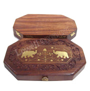 WOODEN  JEWELERY BOX HEXAGONAL SHAPE