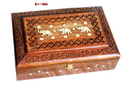 WOODEN HAND CARVED JEWELRY BOX