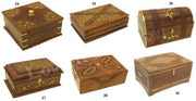 WOODEN ANTIQUE CARVED JEWELRY BOX