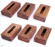 WOODEN ANTIQUE RUSTED LOOK HANDCRAFTED TISSUE BOX