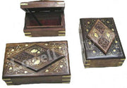 WOODEN   BRASS WORK BOX