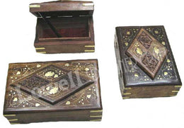 WOODEN   BRASS WORK BOX