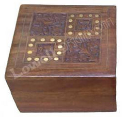 WOODEN   BRASS WORK BOX