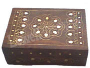 WOODEN   BRASS WORK BOX