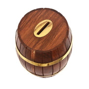 Wood Handcrafted Money Bank (11 x 10.5 x 13.5 cm, Brown)