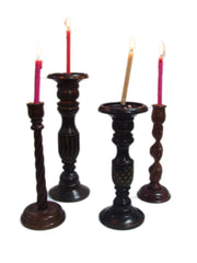 sheesham wood candle stand with cutter design
