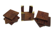 Wooden Coaster Set With Pillar Stand