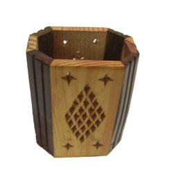 Oval Wooden Pen Stand & Holder