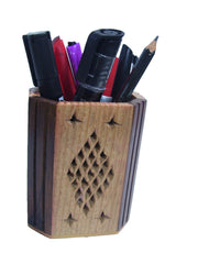 Oval Wooden Pen Stand & Holder