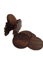 wooden flower stand coaster set