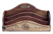 Quality Carved Mango solid Wood With-Inlaid letter/paper rack
