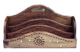 Quality Carved Mango solid Wood With-Inlaid letter/paper rack