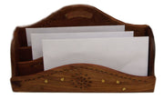 Quality Carved Mango solid Wood With-Inlaid letter/paper rack