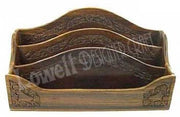 Office Stationary Carved Wooden Letter Rack Organizer