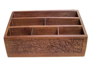 Beatiful Carved Floral Wooden Wood Letter Rack